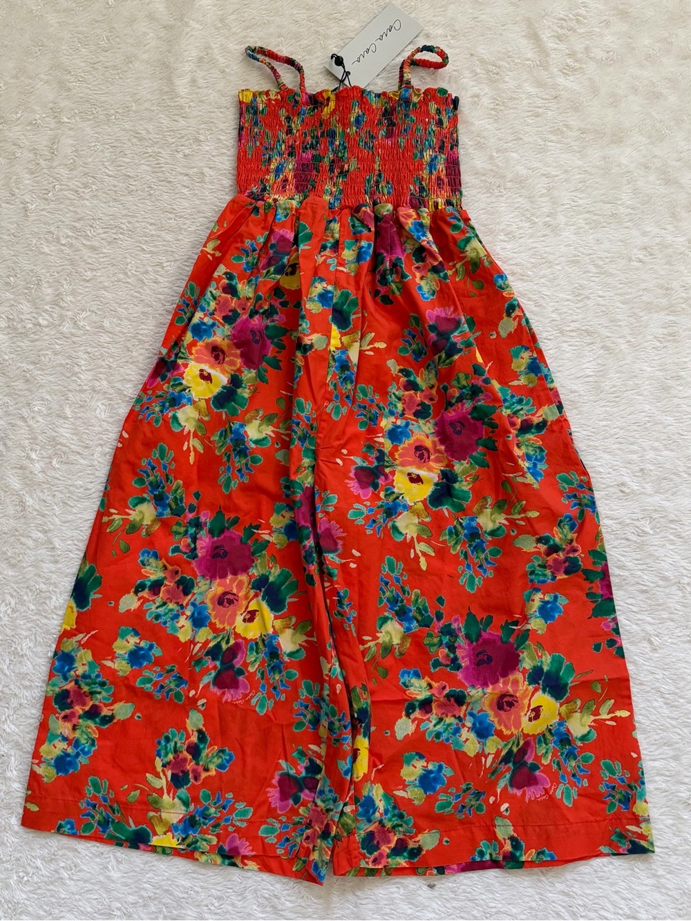 Cara Cara girls Goldie Romper in cherry bouquet NWT